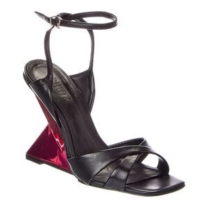 Schutz Jill Leather Wedge Sandal, Black